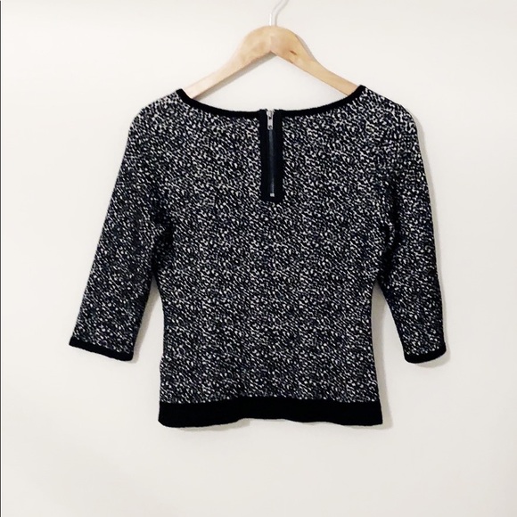 Anthropologie “Moth” Black & White Knit Sweater With Fur Trim Size Small - Picture 4 of 6
